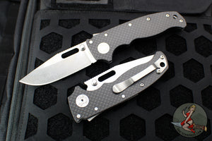 Demko Knives- AD20.5 Shark Lock Knife- Clip Point Or Shark Foot- Carbon Fiber Handle- Stonewash Finished S35VN Blade