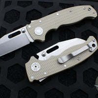 Demko Knives- AD20.5 Shark Lock Knife- Clip Point Or Shark Foot- Coyote G-10 Handle- Stonewash Finished S35VN Blade