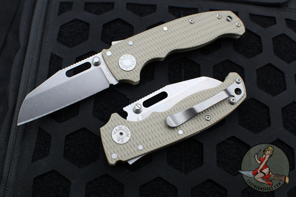Demko Knives- AD20.5 Shark Lock Knife- Clip Point Or Shark Foot- Coyote G-10 Handle- Stonewash Finished S35VN Blade