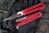 Protech FlyFather 2 Balisong- Red Finished Channel Handles- Satin Finished Blade FF2101-RED