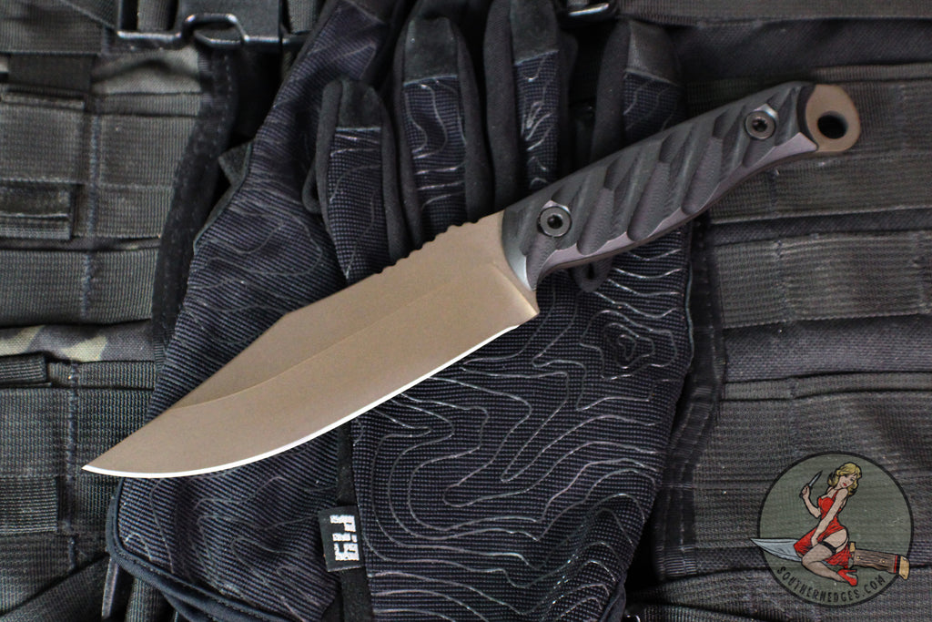 Half Face Blades- Crow Scout- Textured Black G-10 Handle Scale