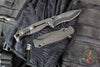 Half Face Blades- Extremis Folder/Flipper- Battle Worn Black PVD Finished Checkered Pattern Titanium Handle- Black PVD Finished S45VN Blade