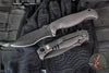 Half Face Blades- Extremis Folder/Flipper- Battle Worn Black PVD Finished Spline Pattern Titanium Handle- Black PVD Finished S45VN Blade
