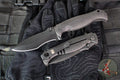 Half Face Blades- Extremis Folder/Flipper- Battle Worn Black PVD Finished Spline Pattern Titanium Handle- Black PVD Finished S45VN Blade