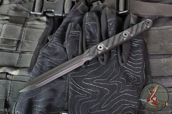 Half Face Blades- OSS Spike- Black G-10 Handle Scales- Armor Black Cerakoted Spike
