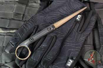 Half Face Blades- Cardiac Ringed Spike- Black G-10 Handle Scales- Burnt Bronze Cerakoted Spike