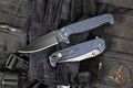 Half Face Blades- Crow Folder/Flipper- Button Lock- Navy Blue Anodized Monolithic Aluminum Handle- Grenade Stippled Grip- Black Nitride S45VN Blade
