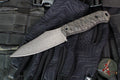 Half Face Blades- Field Knife- Textured Black Burlap Micarta Handle Scale- Acid Splash Finished S45VN Blade