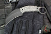 Half Face Blades- Karambito Fixed Blade- Textured Black Canvas Micarta Handle- Armor Black Cerakoted S45VN Blade