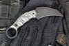 Half Face Blades- Karambito Fixed Blade- Textured Black Canvas Micarta Handle- Armor Black Cerakoted S45VN Blade
