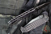Half Face Blades- Crow Folder/Flipper- Button Lock- Anodized Black Monolithic Aluminum Handle- Grenade Stippled Grip- Black Nitride S35VN Blade