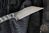 Half Face Blades- SHPOS Fixed Blade- Textured Black Micarta Handle Scales- Acid Etch S45VN Blade