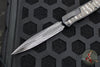 Heretic Custom Cleric 2 OTF Auto- Double Edge- Black Handle With Fat Carbon Snakeskin Inlay- Baker Forge Damascus Blade SN27