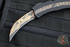 Heretic Custom ROC OTF Auto- Single Edge- Black Handle With Fat Carbon Brass & Copper Snakeskin Inlay- Hand Ground Baker Forge Tiger Gomai Damascus Blade SN045