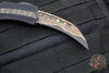 Heretic Custom ROC OTF Auto- Single Edge- Black Handle With Fat Carbon Brass & Copper Snakeskin Inlay- Hand Ground Baker Forge Tiger Gomai Damascus Blade SN045