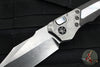 Heretic Custom Wraith OTS Auto- Bowie Edge- Fat Carbon Black Dunes Handle- Mother Of Pearl Inlay- Vegas Forge Damascus Blade, Bolster, AND Pivot Collar- MOP Inlaid Button SN30