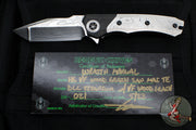 Heretic Custom Wraith Manual Flipper- Tanto Edge- DLC Titanium Handle- Vegas Forge Wood Grain Damascus Scale, Pivot Collar, AND Limiter Nut- Vegas Forge San Mai Damascus Blade SN21