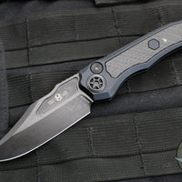 Heretic Wraith Auto V4 - Bowie Edge- Black Handle- Glo Carbon Fiber Inlay- Black DLC Blade- Tritium Button Inlay H002-6A-GLO/CF