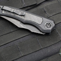 Heretic Wraith Auto V4 - Bowie Edge- Black Handle- Glo Carbon Fiber Inlay- Black DLC Blade- Tritium Button Inlay H002-6A-GLO/CF