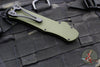 Heretic Hydra OTF Auto- Recurve Edge- Green Handle- Two Tone Black Blade H008-10A-GRN