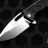 Heretic Knives Medusa Flipper Knife- Tanto Edge- Black Handle- Stonewash Finished Blade H009-2A