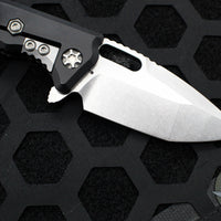 Heretic Knives Medusa Flipper Knife- Tanto Edge- Black Handle- Stonewash Finished Blade H009-2A