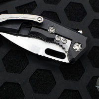 Heretic Knives Medusa Flipper Knife- Tanto Edge- Black Handle- Stonewash Finished Blade H009-2A