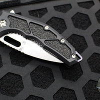 Heretic Knives Medusa Flipper Knife- Tanto Edge- Black Handle- Stonewash Finished Blade H009-2A