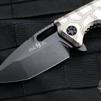 Heretic Knives Medusa- Manual- Tanto Edge- Flamed Titanium Handle- Black DLC Blade H009-6A-FTI