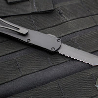 Heretic Manticore-S OTF Auto Knife- Tactical- Tanto Edge- Black Handle- Black Dlc Full Serrated Edge H023-6C-T