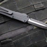 Heretic Manticore-S OTF Auto- Tactical- Double Edge- Black Frag Pattern Handle- Two Tone Black Finished Blade H024F-10A-T