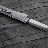 Heretic Manticore-E OTF Auto Knife- Double Edge- Tactical-  Black Frag Handle- Black DLC Blade H028F-6A-T