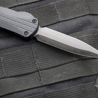 Heretic Manticore-E OTF Auto Knife- Double Edge- Tactical-  Black Frag Handle- Black DLC Blade H028F-6A-T