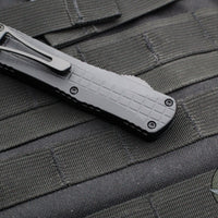Heretic Manticore-E OTF Auto Knife- Double Edge- Tactical-  Black Frag Handle- Black DLC Blade H028F-6A-T