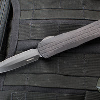 Heretic Manticore-E OTF Auto Knife- Double Edge- Tactical-  Black Frag Handle- Black DLC Blade H028F-6A-T