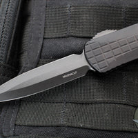 Heretic Manticore-E OTF Auto Knife- Double Edge- Tactical-  Black Frag Handle- Black DLC Blade H028F-6A-T