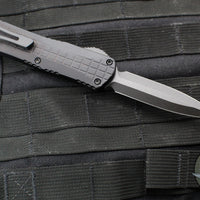 Heretic Manticore-E OTF Auto Knife- Double Edge- Tactical-  Black Frag Handle- Black DLC Blade H028F-6A-T