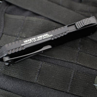 Heretic Manticore-E OTF Auto Knife- Double Edge- Tactical-  Black Frag Handle- Black DLC Blade H028F-6A-T