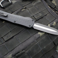 Heretic Manticore-X OTF Auto- Double Edge- Tactical- Black Frag Pattern Handle- Two-Tone Black Blade- Black HW H032F-10A-T