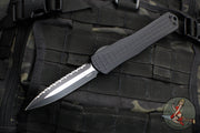 Heretic Manticore-X OTF Auto- Double Edge- Tactical- Black Frag Pattern Handle- Two-Tone Black Full Serrated Blade- Black HW H032F-10C-T