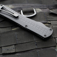 Heretic Manticore-X OTF Auto- Double Edge- Tactical- Black Frag Pattern Handle- DLC Finished Black Blade- Black HW H032F-6A-T