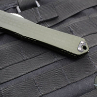 Heretic Manticore-X OTF Auto Knife- Recurve Edge- OD Green Frag Handle- Stonewash Blade H033F-2A-GRN