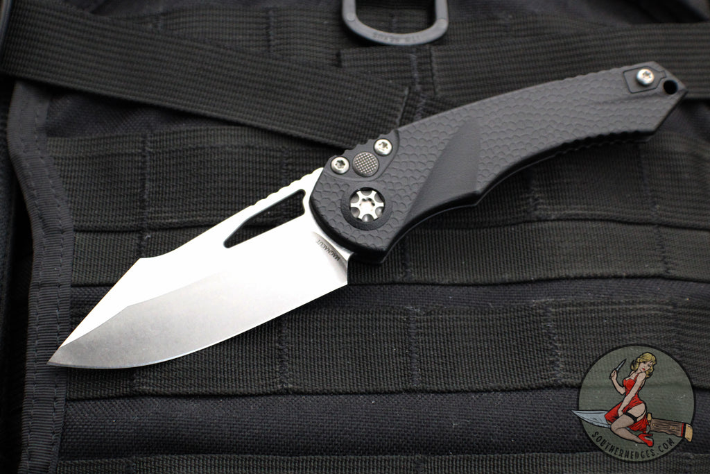 Heretic Knives Pariah Manual Folder- MINI- Single Edge- Black Handle- Stonewash Blade H052-2A