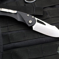 Heretic Knives Pariah Manual Folder- MINI- Single Edge- Black Handle- Stonewash Blade H052-2A