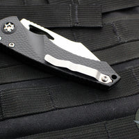 Heretic Knives Pariah Manual Folder- MINI- Single Edge- Black Handle- Stonewash Blade H052-2A