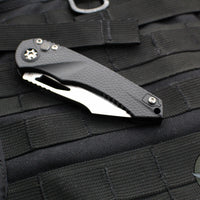 Heretic Knives Pariah Manual Folder- MINI- Single Edge- Black Handle- Stonewash Blade H052-2A