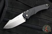 Heretic Knives Pariah OTS Auto Knife- MINI- Single Edge- Black Handle- Stonewash Blade H054-2A