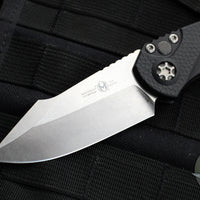 Heretic Knives Pariah OTS Auto Knife- MINI- Single Edge- Black Handle- Stonewash Blade H054-2A