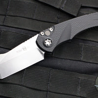 Heretic Knives Pariah OTS Auto Knife- Tanto Edge- MINI- Black Handle- Stonewash Blade H055-2A