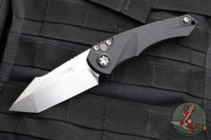 Heretic Knives Pariah OTS Auto Knife- Tanto Edge- MINI- Black Handle- Stonewash Blade H055-2A